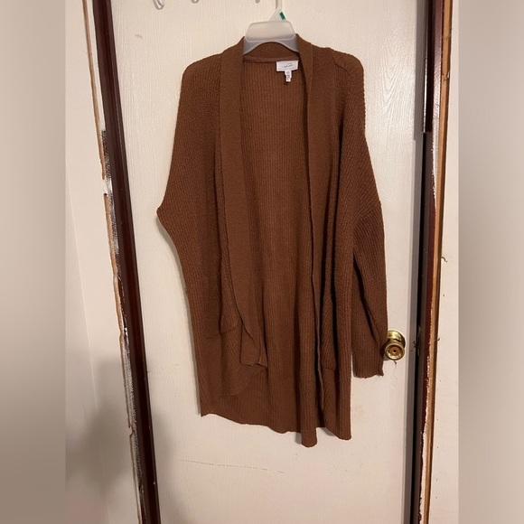 Soma weekend brown ribbed knit open cardigan long line loungewear size l/xl - Picture 1 of 5